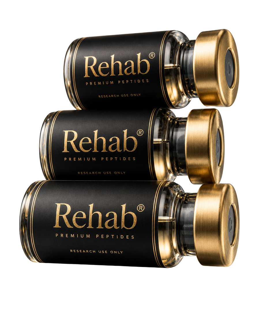 Rehab® Health Lab branded peptide vial stack